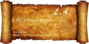 Lőrincz Anna névjegykártya